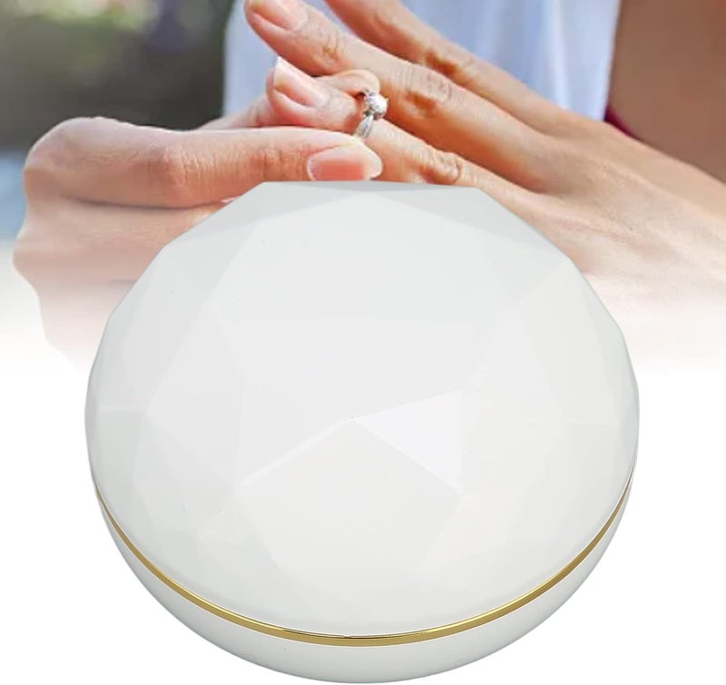 woobles Velvet Necklace Pendant Box,LED Light Pendant Necklace Gift Box,Ring Box with LED Light Exquisite Elegant Jewelry Display Gift Box for Wedding Proposal Engagement(white) - Image 4